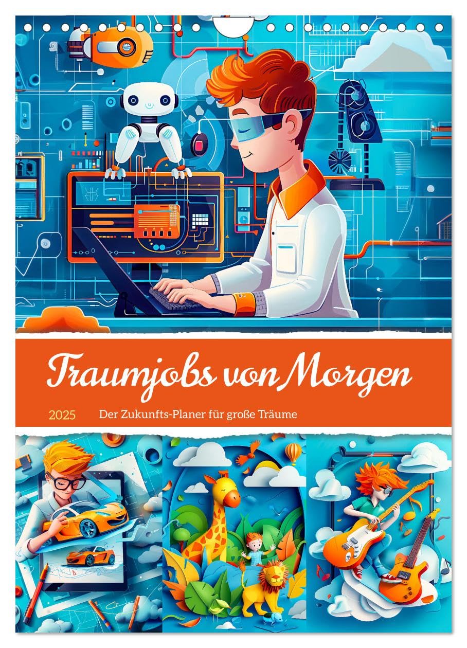 Traumjobs von Morgen - Der Zukunfts-Planer für große Träume (Wandkalender 2025 DIN A4 hoch), CALVENDO Monatskalender: Moderne Traumberufe mit abenteuerlichen Karriereträumen für Kids (CALVENDO Spass) Social Sciences