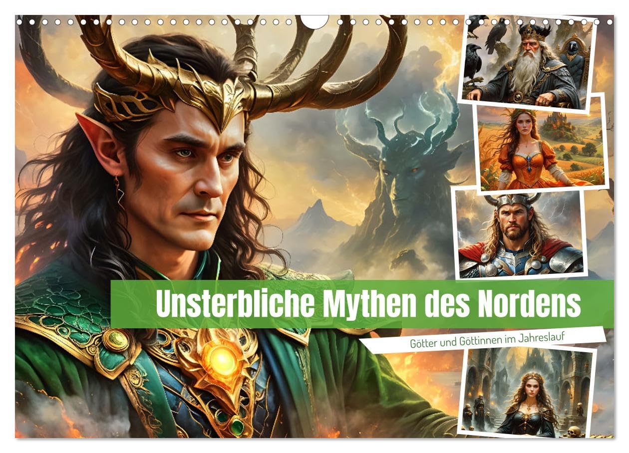 Unsterbliche Mythen des Nordens (Wandkalender 2025 DIN A3 quer), CALVENDO Monatskalender: Entdecken Sie die zeitlose Schönheit und unsterbliche Macht ... Götter und Göttinnen (CALVENDO Menschen) Calendars