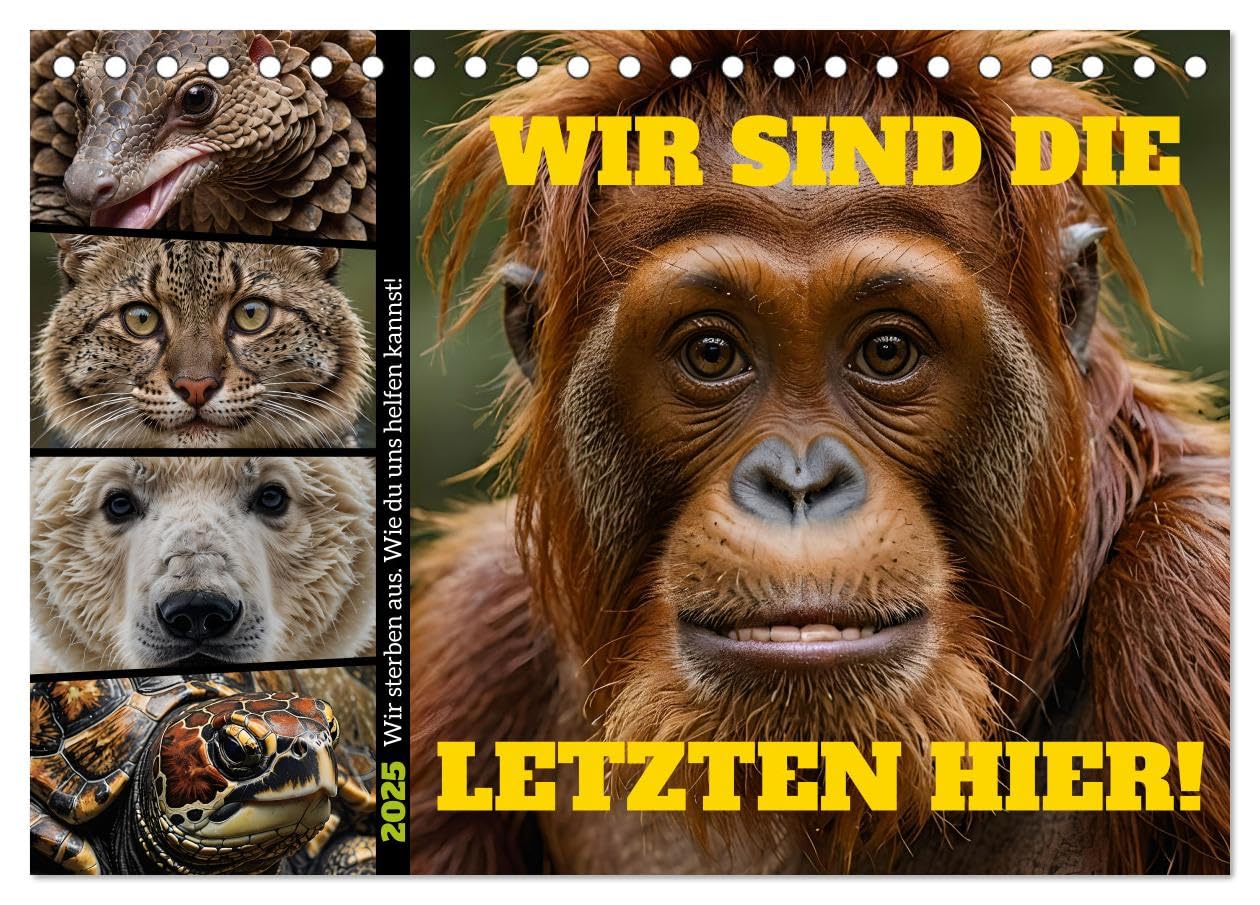 Wir sind die Letzten hier! Wir sterben aus. Wie du uns helfen kannst! (Tischkalender 2025 DIN A5 quer), CALVENDO Monatskalender: Vom Aussterben ... Spezies beitragen kann. (CALVENDO Tiere) Business & Technology