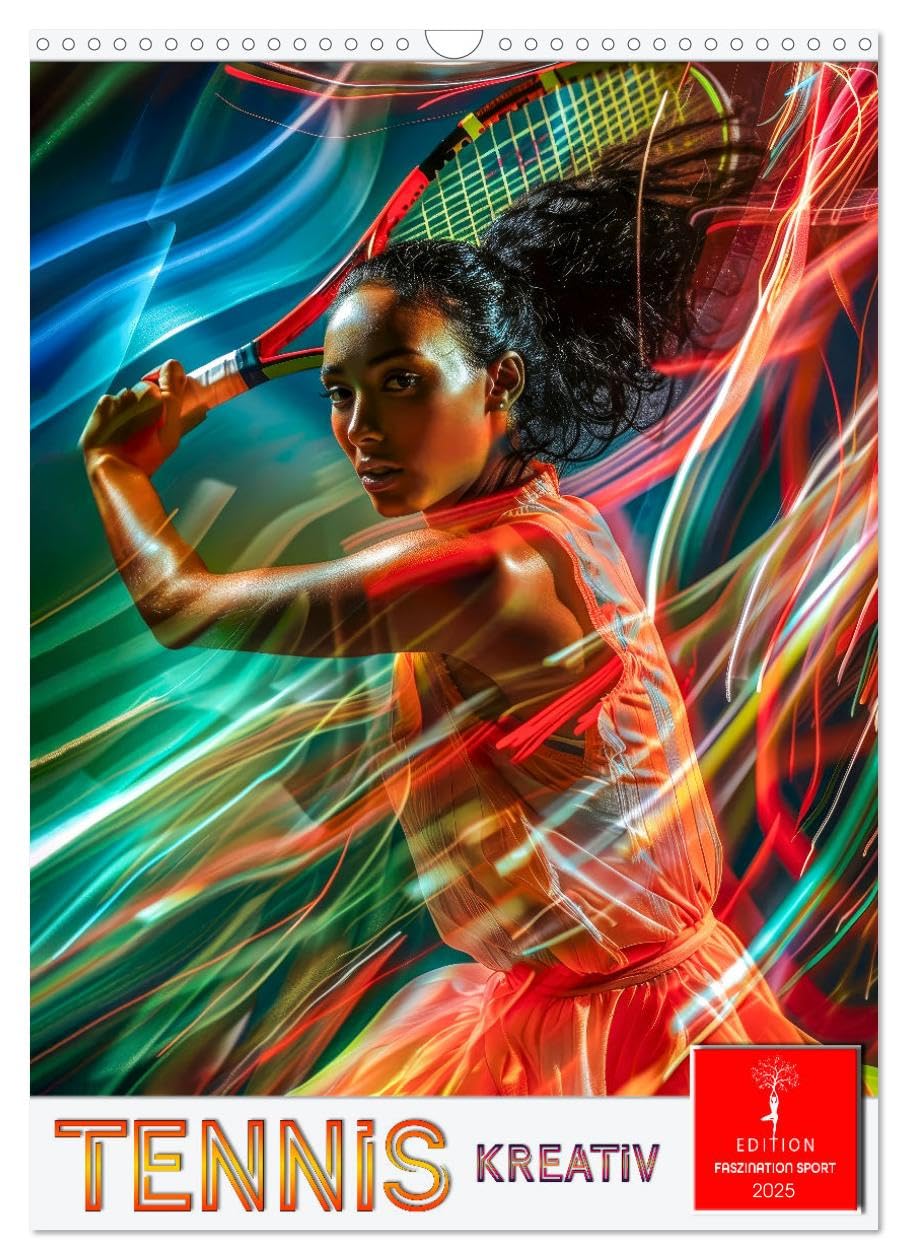 Tennis kreativ (Wandkalender 2025 DIN A3 hoch), CALVENDO Monatskalender: Eine fesselnde Mischung aus Tennis und Kunst. (CALVENDO Sport) Contemporary literature Books