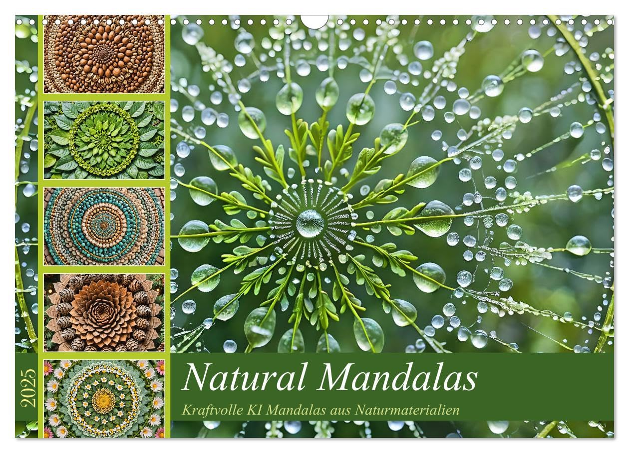 Natural Mandalas - Kraftvolle KI Mandalas aus Naturmaterialien (Wandkalender 2025 DIN A3 quer), CALVENDO Monatskalender: Harmonie und Kraft mit Mandalas aus Naturmaterialien. (CALVENDO Kunst) Film, Art & Culture