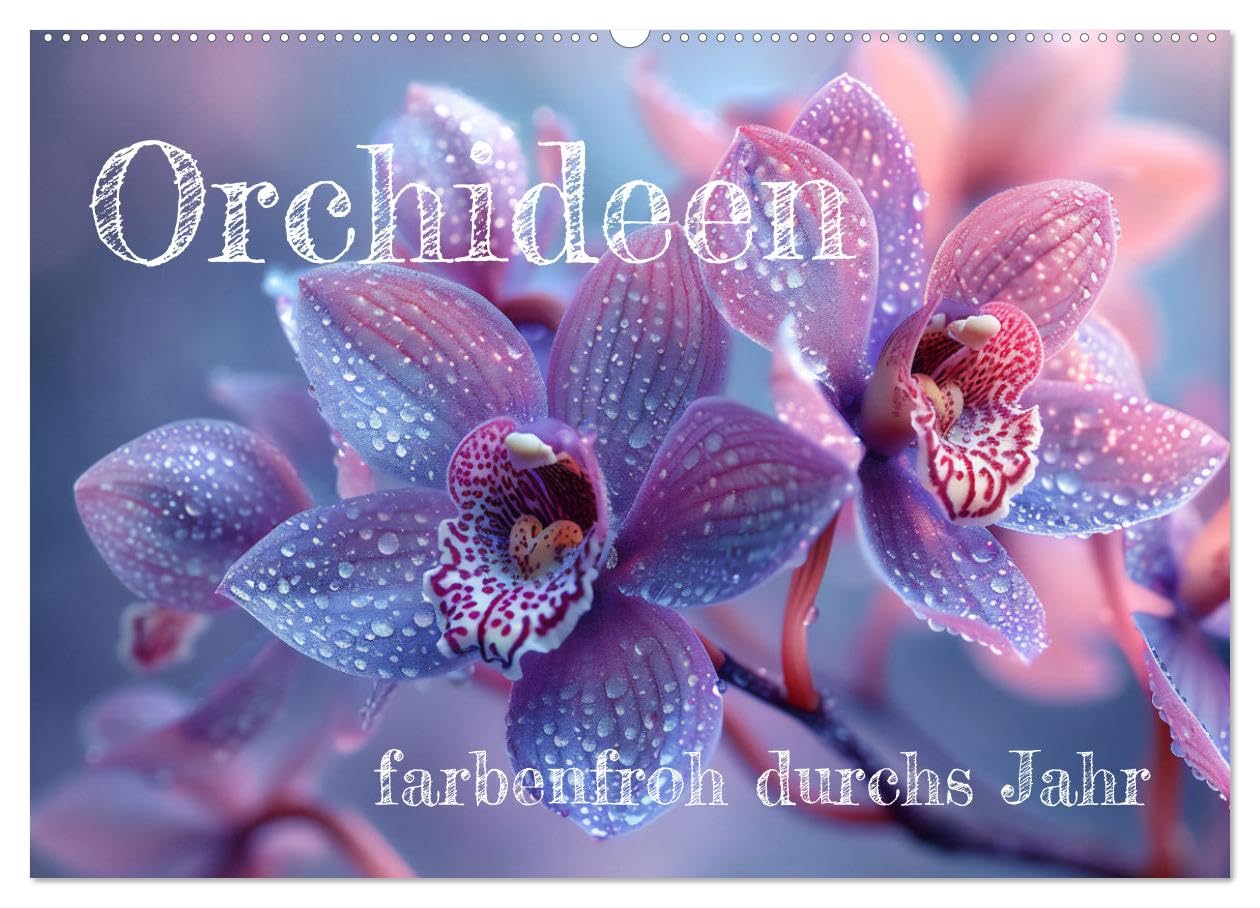 Orchideen - farbenfroh durchs Jahr (Wandkalender 2025 DIN A2 quer), CALVENDO Monatskalender: Motivkalender Orchideen (CALVENDO Natur) Social Sciences
