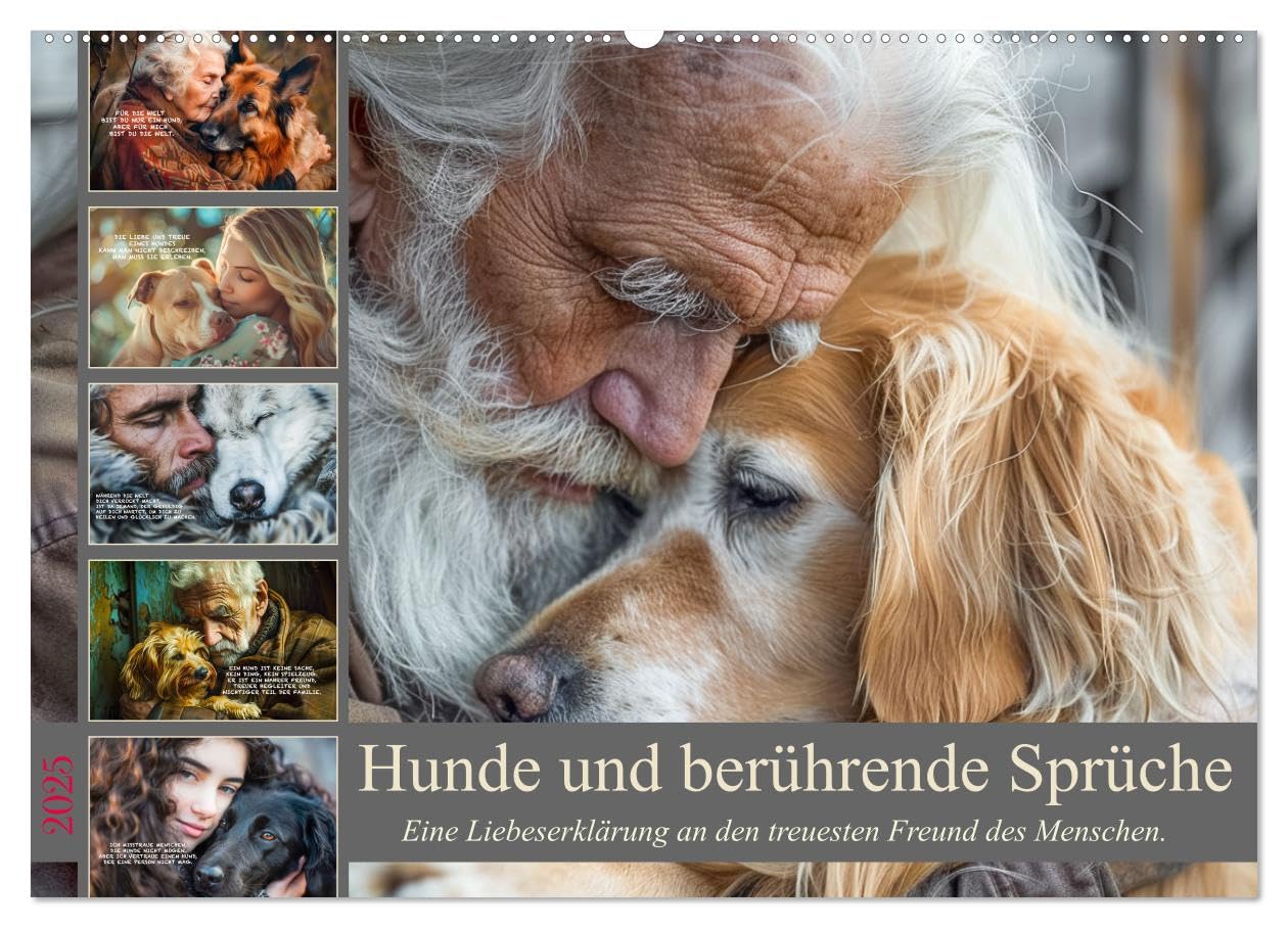 Hunde und berührende Sprüche (Wandkalender 2025 DIN A2 quer), CALVENDO Monatskalender: Zwölf Monate voller Hundeillustrationen und inspirierender ... und Ihren Alltag erhellen! (CALVENDO Tiere) Lifestyle