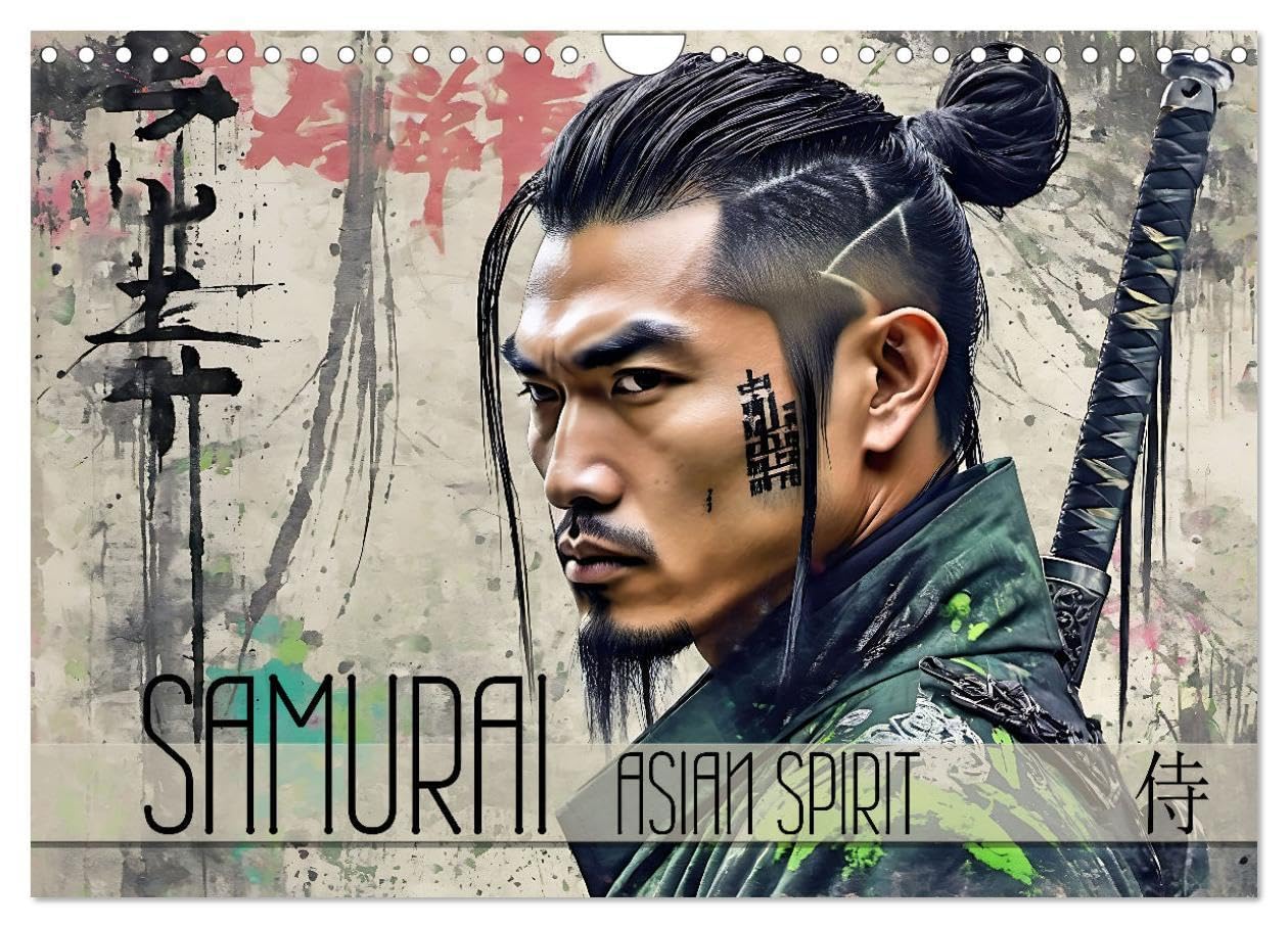 Samurai - Asian Spirit (Wandkalender 2025 DIN A4 quer), CALVENDO Monatskalender: Ausdrucksstarke Porträts der legendären japanischen Krieger, modern interpretiert (CALVENDO Kunst) Lifestyle