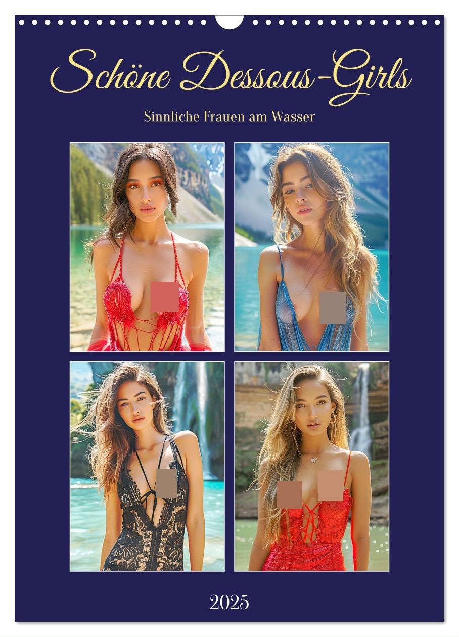 Schöne Dessous-Girls. Sinnliche Frauen am Wasser (Wandkalender 2025 DIN A3 hoch), CALVENDO Monatskalender: Freiheit und verführerische Momente am Bergsee (CALVENDO Erotik) Living & Furnishing