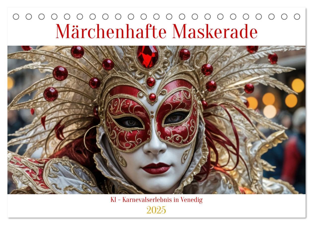 Märchenhafte Maskerade KI - Karnevalserlebnis in Venedig (Tischkalender 2025 DIN A5 quer), CALVENDO Monatskalender: Erlebe die faszinierende Welt des ... Masken und Kostümen (CALVENDO Kunst) Film, Art & Culture