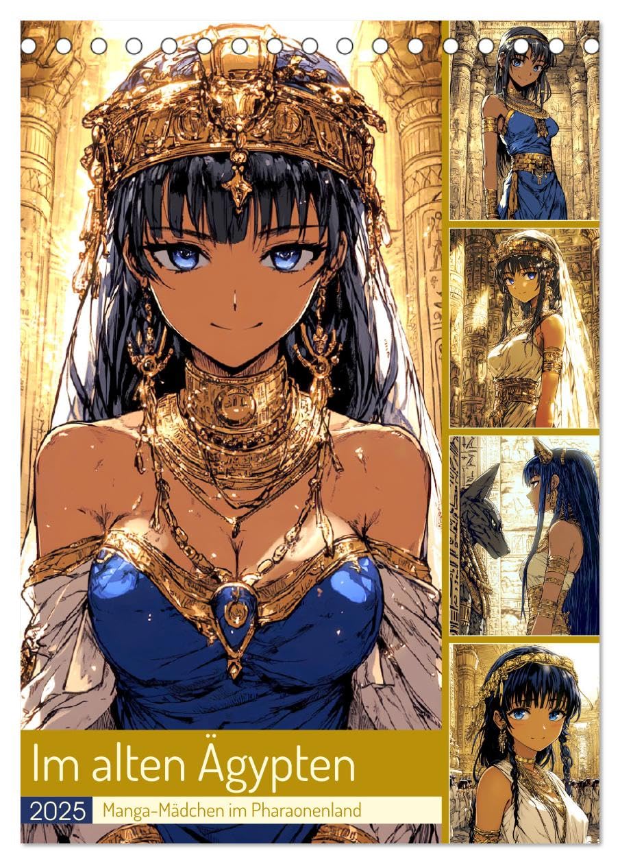 Im alten Ägypten. Manga-Mädchen im Pharaonenland (Tischkalender 2025 DIN A5 hoch), CALVENDO Monatskalender Manga