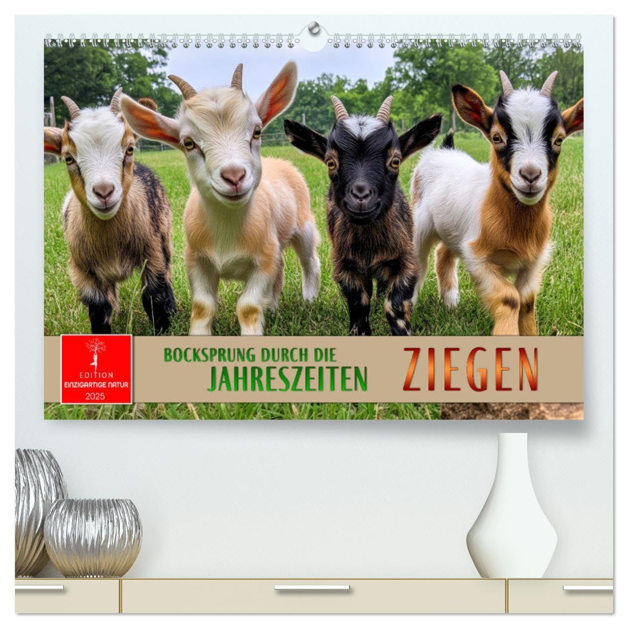 Ziegen - Bocksprung durch das Jahr (hochwertiger Premium Wandkalender 2025 DIN A2 quer), Kunstdruck in Hochglanz: Ziegen, die das Leben in vollen Zügen genießen. (CALVENDO Tiere) Living & Furnishing