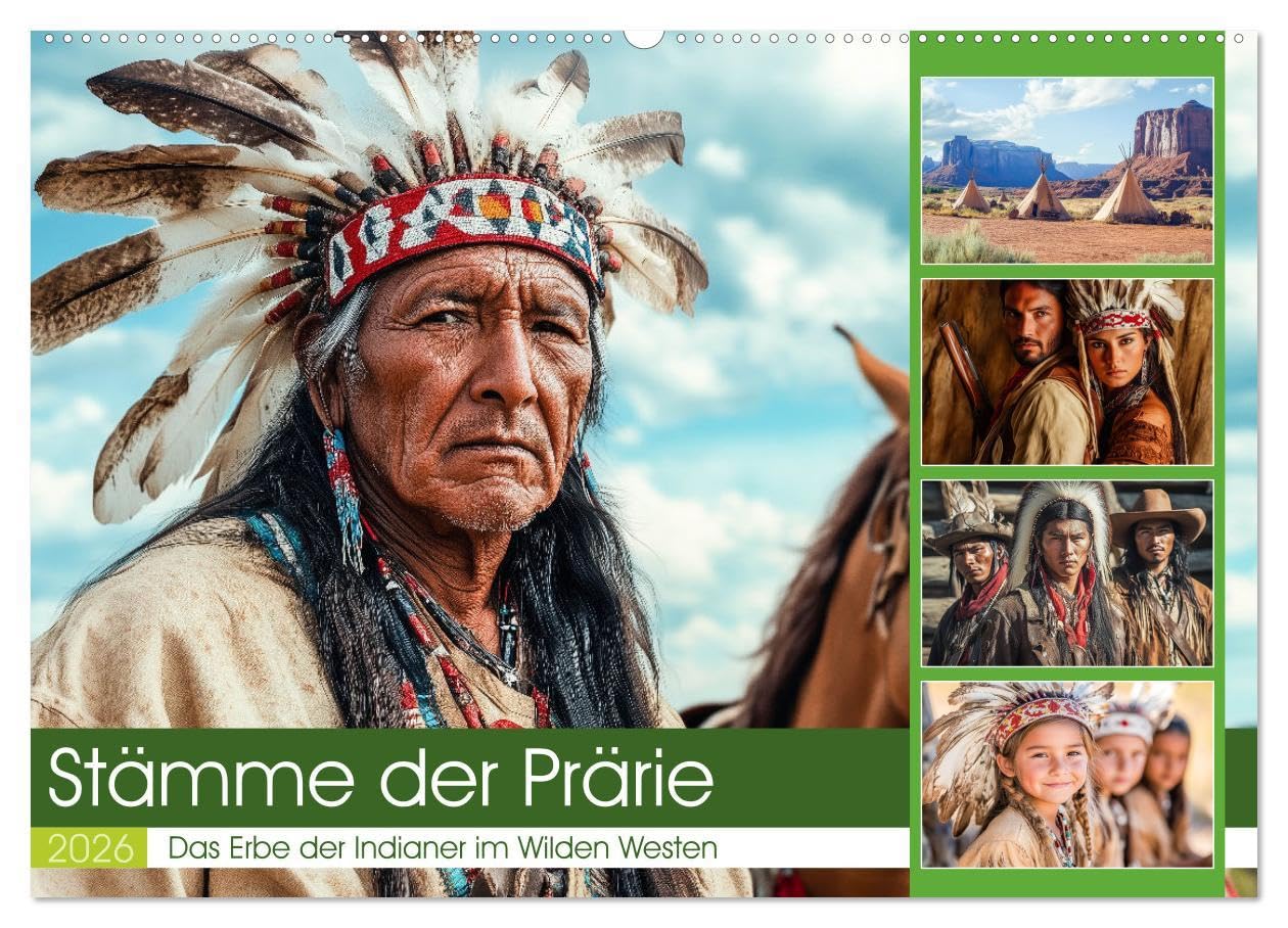 Stämme der Prärie (Wandkalender 2026 DIN A2 quer), CALVENDO Monatskalender: Dieser Kalender erzählt die Geschichte der großen Stämme, von ihrem freien ... Freiheit und Tradition. (CALVENDO Menschen) Film, Art & Culture