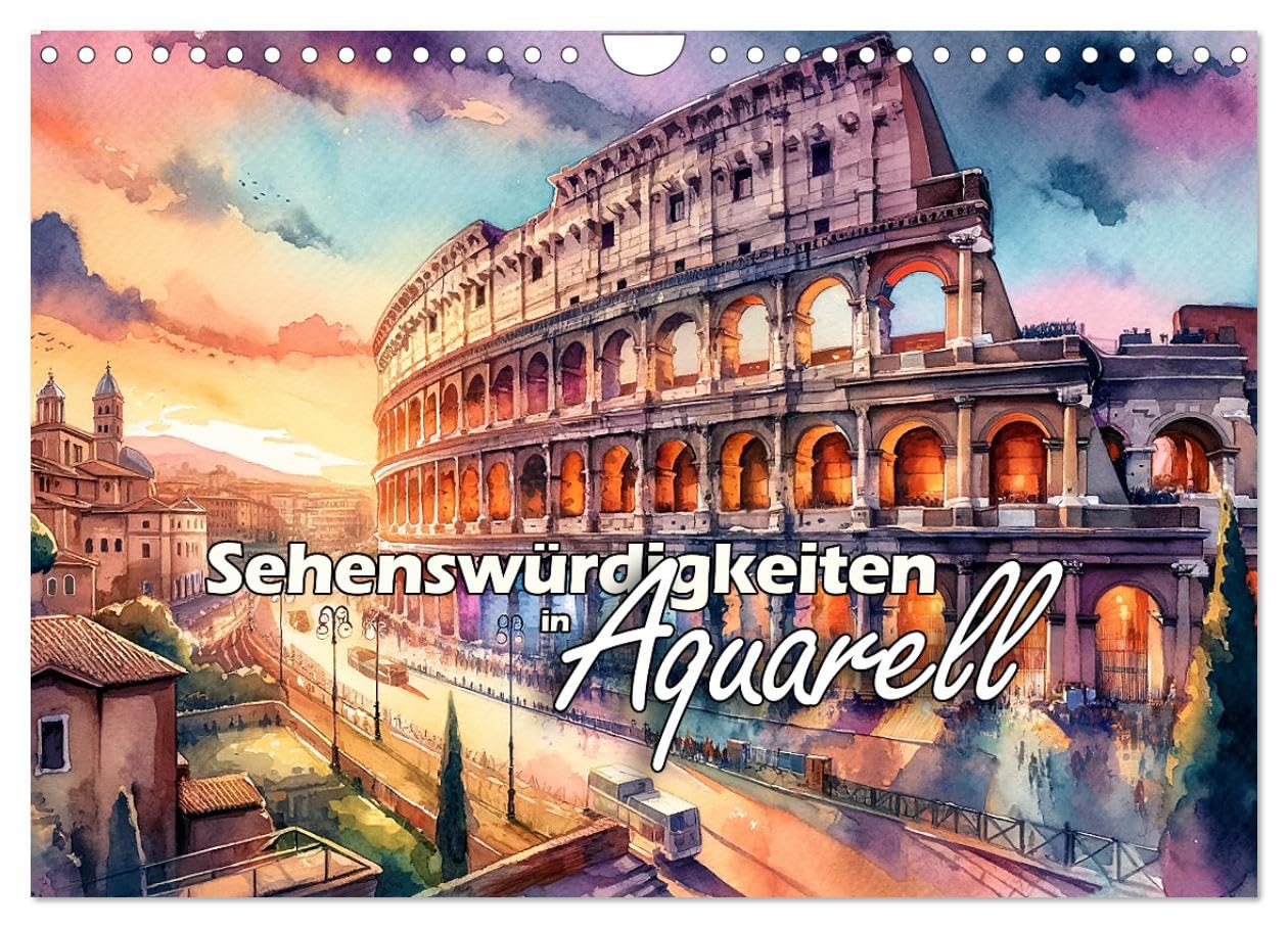 Sehenswürdigkeiten in Aquarell (Wandkalender 2026 DIN A4 quer), CALVENDO Monatskalender: Jeden Monat KI-generierte Aquarell-Darstellungen berühmter Sehenswürdigkeiten book