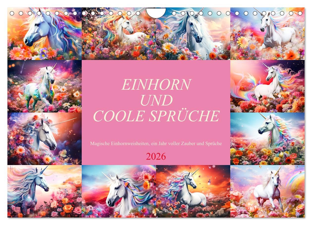 Einhorn und coole Sprüche (Wandkalender 2026 DIN A4 quer), CALVENDO Monatskalender Social Sciences