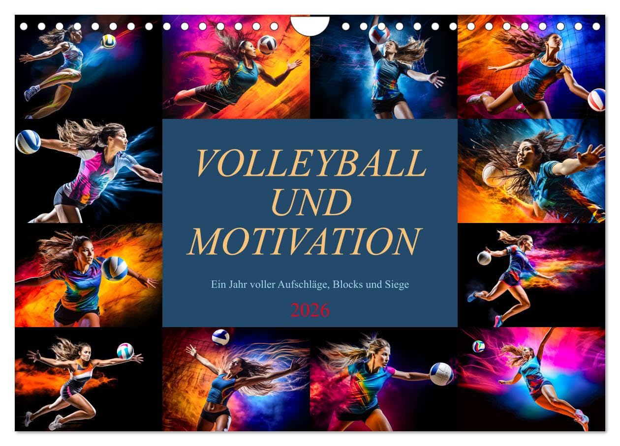 Volleyball und Motivation (Wandkalender 2026 DIN A4 quer), CALVENDO Monatskalender Leisure, Home & Garden