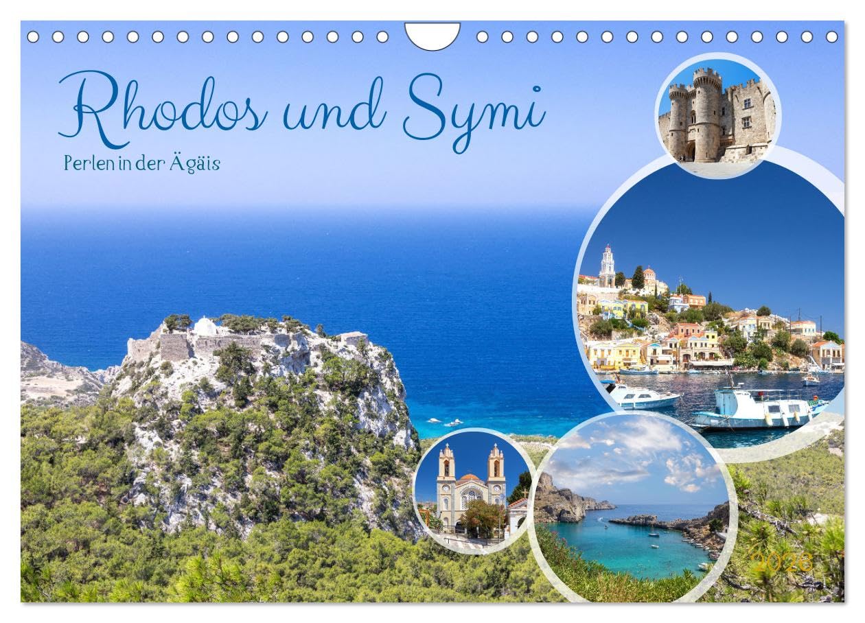 Rhodos und Symi, Perlen in der Ägis (Wandkalender 2026 DIN A4 quer), CALVENDO Monatskalender Calendars