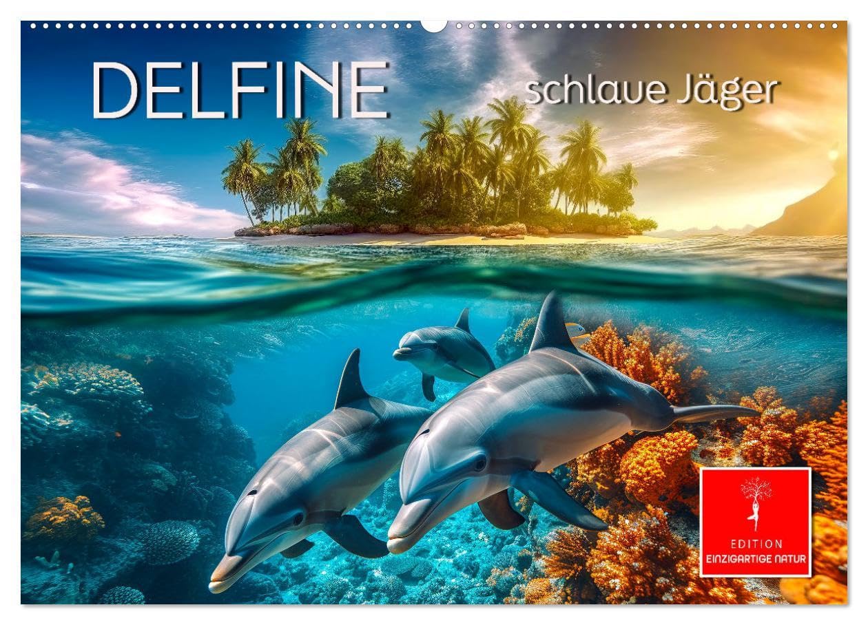 Delfine - schlaue Jäger (Wandkalender 2026 DIN A2 quer), CALVENDO Monatskalender: Intelligent und sprungstark. (CALVENDO Tiere) Living & Furnishing