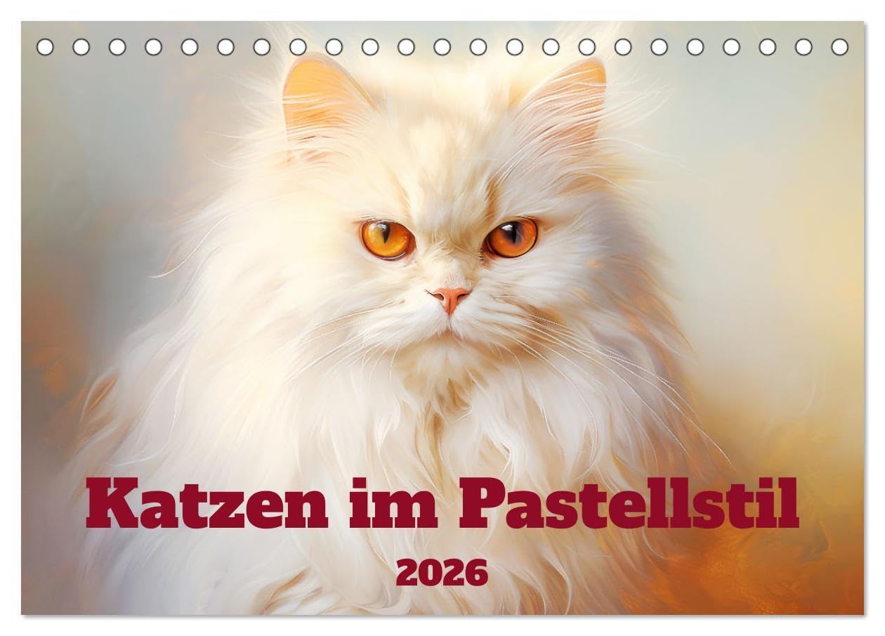 Katzen im Pastellstil (Tischkalender 2026 DIN A5 quer), CALVENDO Monatskalender: Charmante Samtpfoten in zarten Farben (CALVENDO Tiere) Natural Sciences