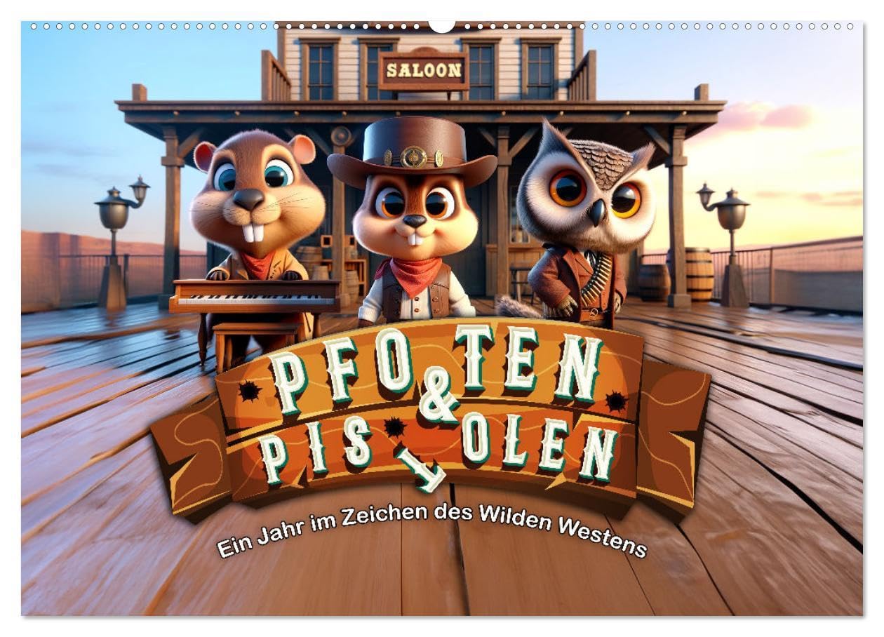 Pfoten und Pistolen: Ein Jahr im Zeichen des Wilden Westens (Wandkalender 2026 DIN A2 quer), CALVENDO Monatskalender: Ein staubiges Jahr voller Wildwest-Charme. (CALVENDO Wissenschaft) Leisure, Home & Garden