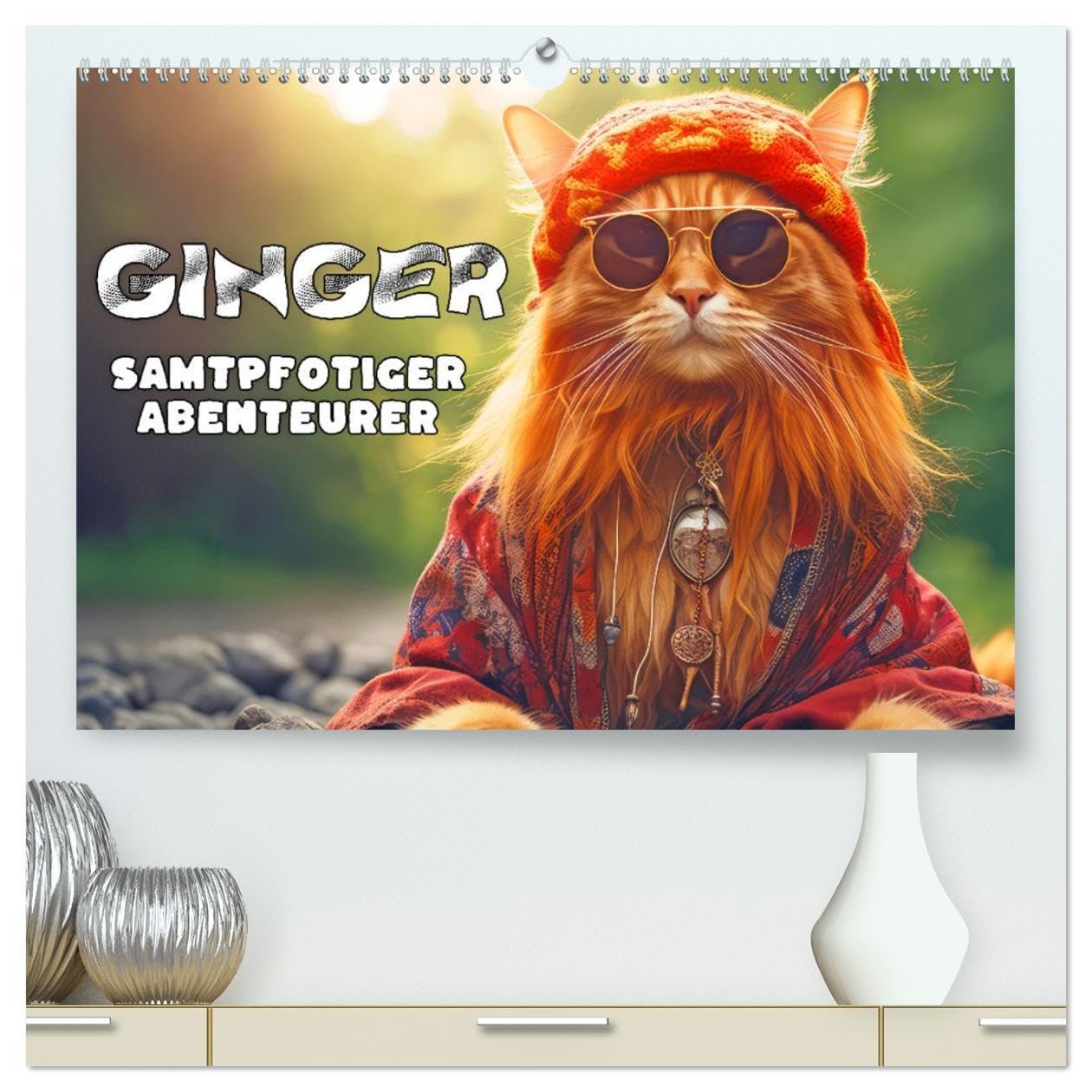 Ginger - Samtpfotiger Abenteurer (hochwertiger Premium Wandkalender 2026 DIN A2 quer), Kunstdruck in Hochglanz: Humorvolle Katzenbilder (CALVENDO Spass) Natural Sciences