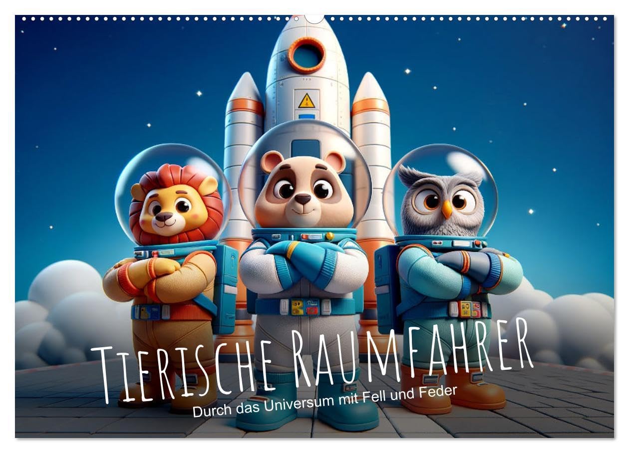 Tierische Raumfahrer: Durch das Universum mit Fell und Feder (Wandkalender 2026 DIN A2 quer), CALVENDO Monatskalender: Tierische Weltraumabenteuer: Einzigartig! (CALVENDO Wissenschaft) Natural Sciences