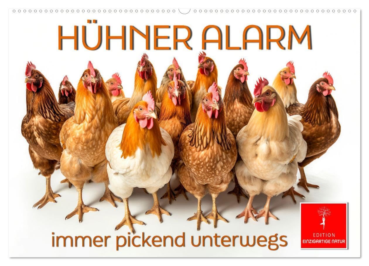 Hühner Alarm (Wandkalender 2026 DIN A2 quer), CALVENDO Monatskalender: Buntes Federvieh – liebenswerte Hühnerschar. (CALVENDO Tiere) Living & Furnishing
