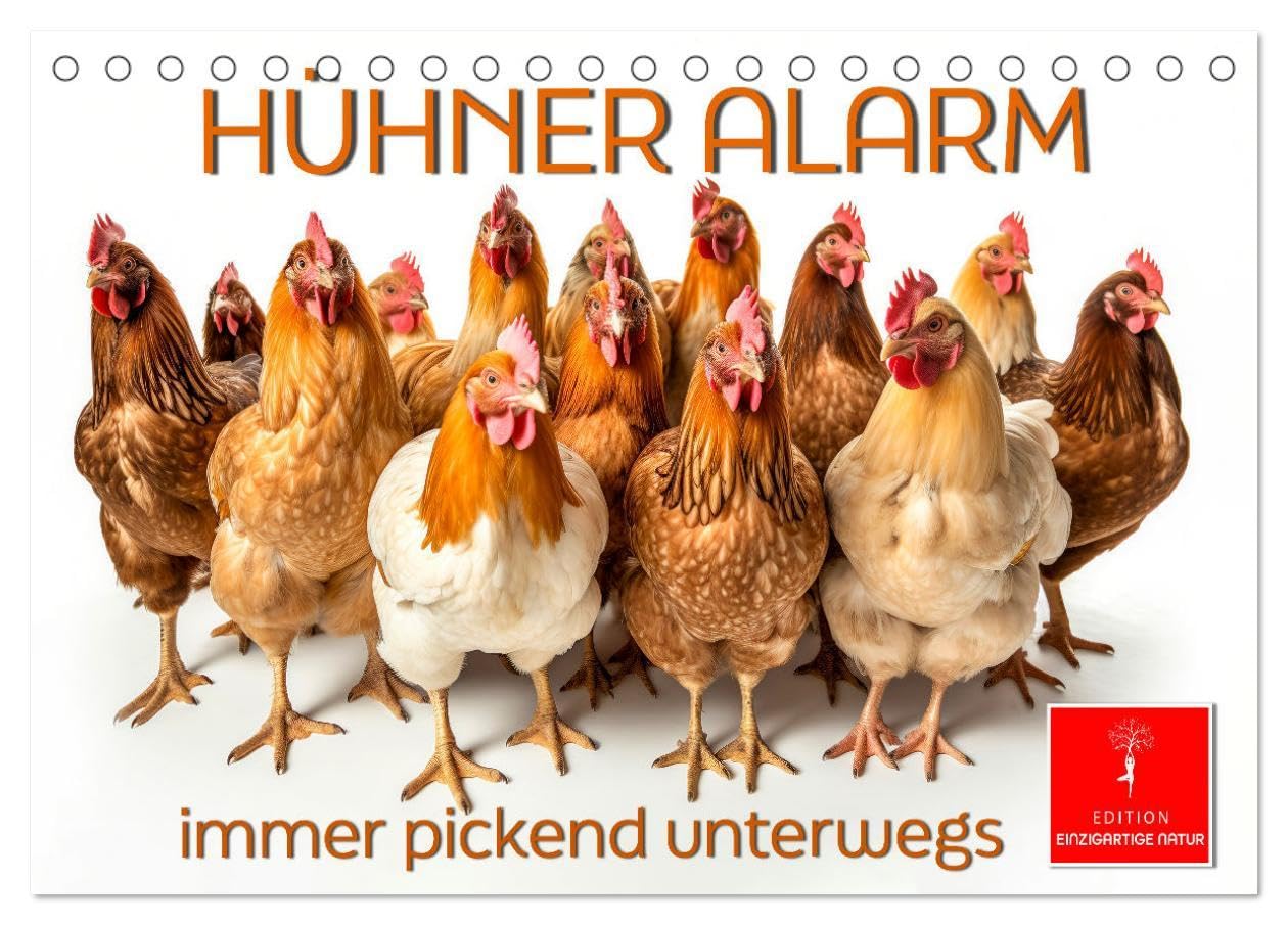 Hühner Alarm (Tischkalender 2026 DIN A5 quer), CALVENDO Monatskalender: Buntes Federvieh – liebenswerte Hühnerschar. (CALVENDO Tiere) Living & Furnishing