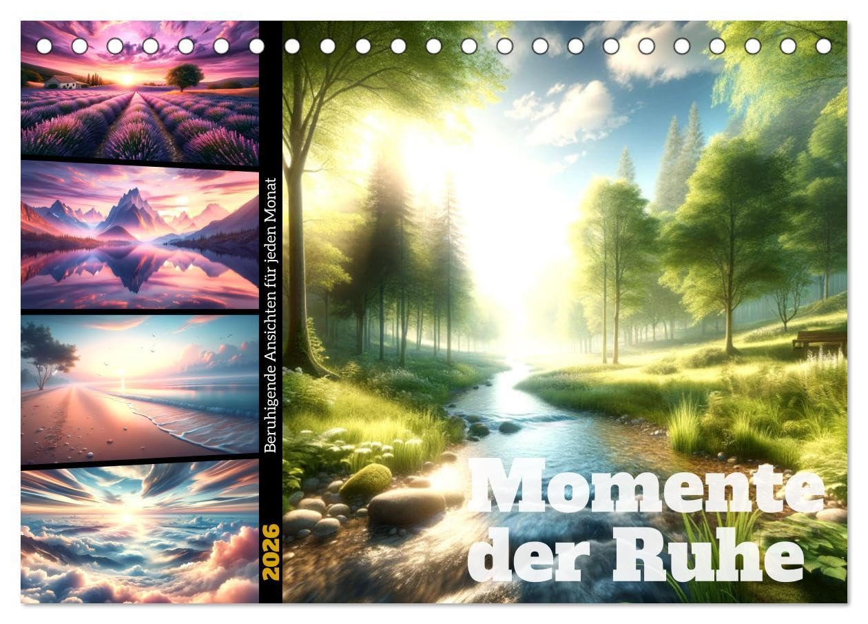 Momente der Ruhe - Beruhigende Ansichten für jeden Monat (Tischkalender 2026 DIN A5 quer), CALVENDO Monatskalender: Zwölf Landschaften, die zum Innehalten einladen (CALVENDO Natur) Psychology