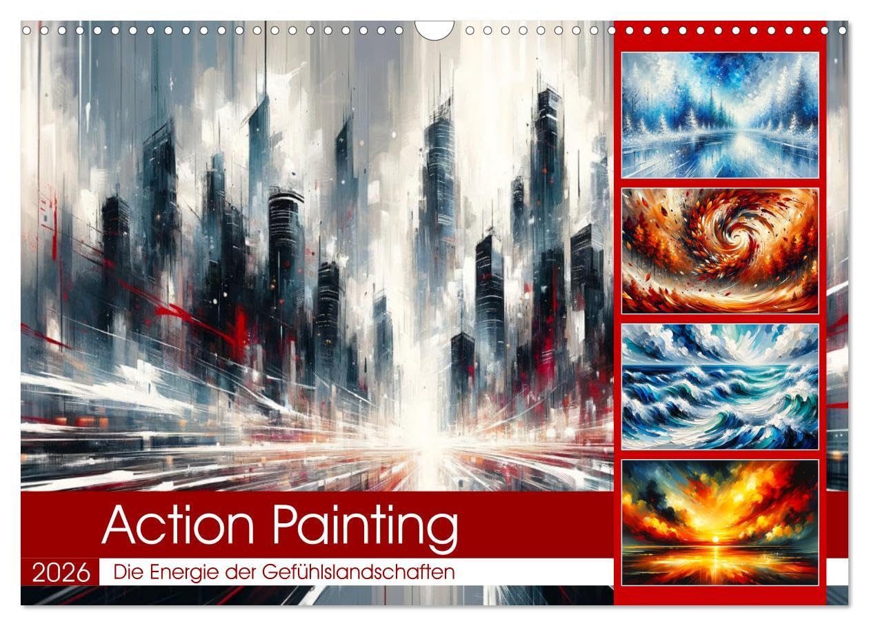 Action Painting: Die Energie der Gefühlslandschaften (Wandkalender 2026 DIN A3 quer), CALVENDO Monatskalender: Dynamische Pinselstriche fangen Emotionen in kraftvollen Farben ein. (CALVENDO Kunst) Film, Art & Culture