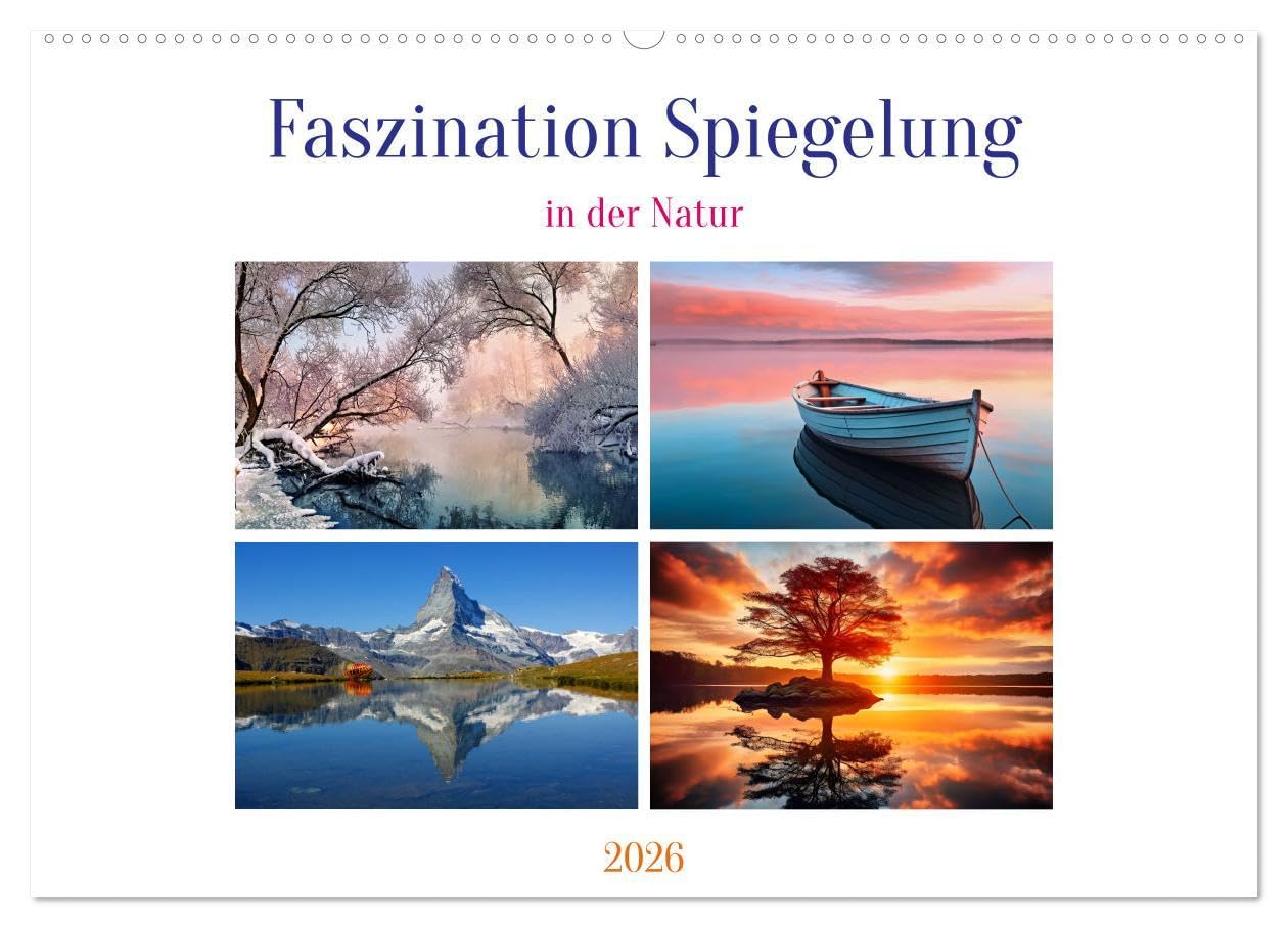 Faszination Spiegelung - in der Natur (Wandkalender 2026 DIN A2 quer), CALVENDO Monatskalender: Natürliche Spiegelungen: Ästhetik in Wasser und Eis, offenbaren verborgene Schönheit (CALVENDO Natur) Leisure, Home & Garden