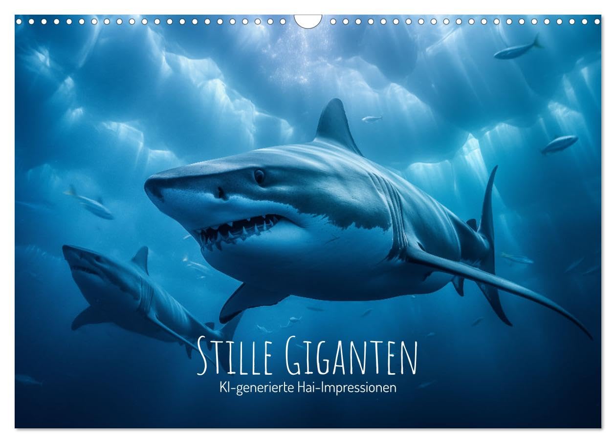 Stille Giganten - KI-generierte Hai-Impressionen (Wandkalender 2026 DIN A3 quer), CALVENDO Monatskalender Natural Sciences
