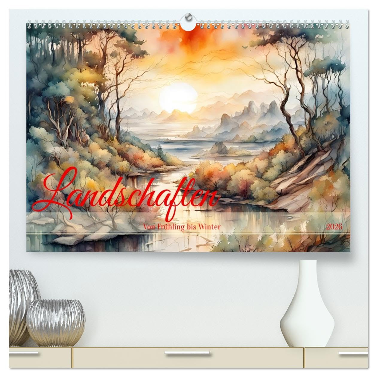 Landschaften Von Frühling bis Winter (hochwertiger Premium Wandkalender 2026 DIN A2 quer), Kunstdruck in Hochglanz Film, Art & Culture