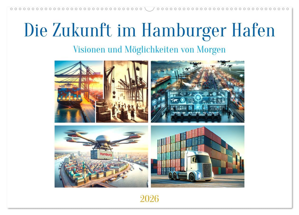 Die Zukunft im Hamburger Hafen: Visionen und Möglichkeiten von Morgen. (Wandkalender 2026 DIN A2 quer), CALVENDO Monatskalender Contemporary literature