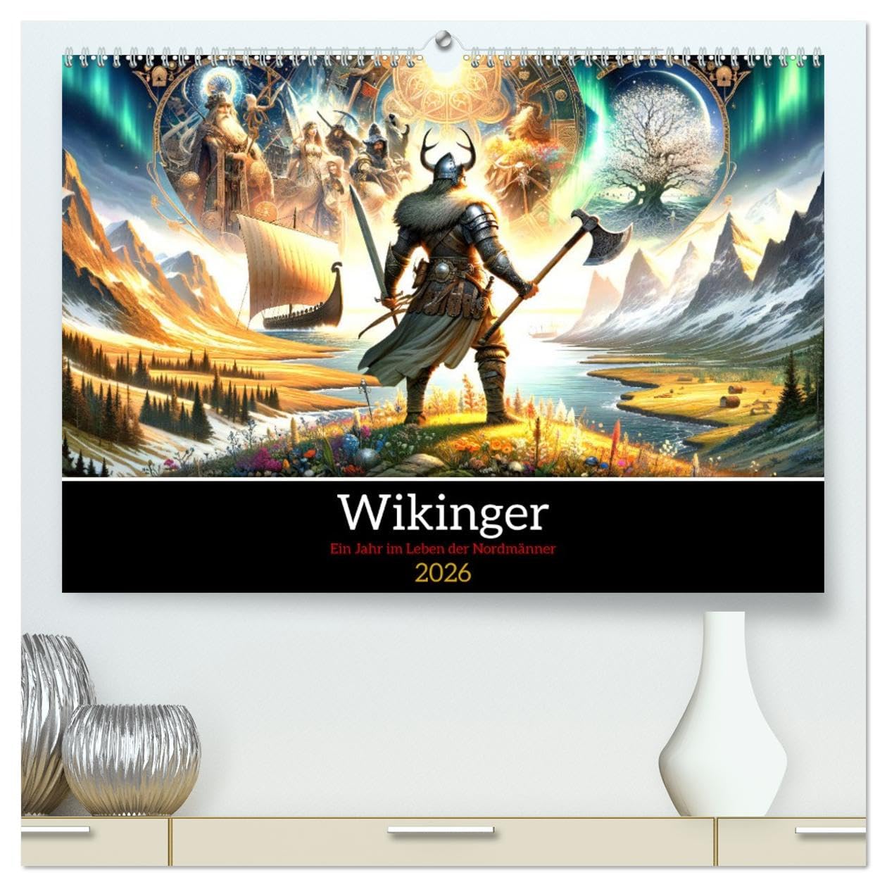 Wikinger - Ein Jahr im Leben der Nordmänner (hochwertiger Premium Wandkalender 2026 DIN A2 quer), Kunstdruck in Hochglanz Business & Technology