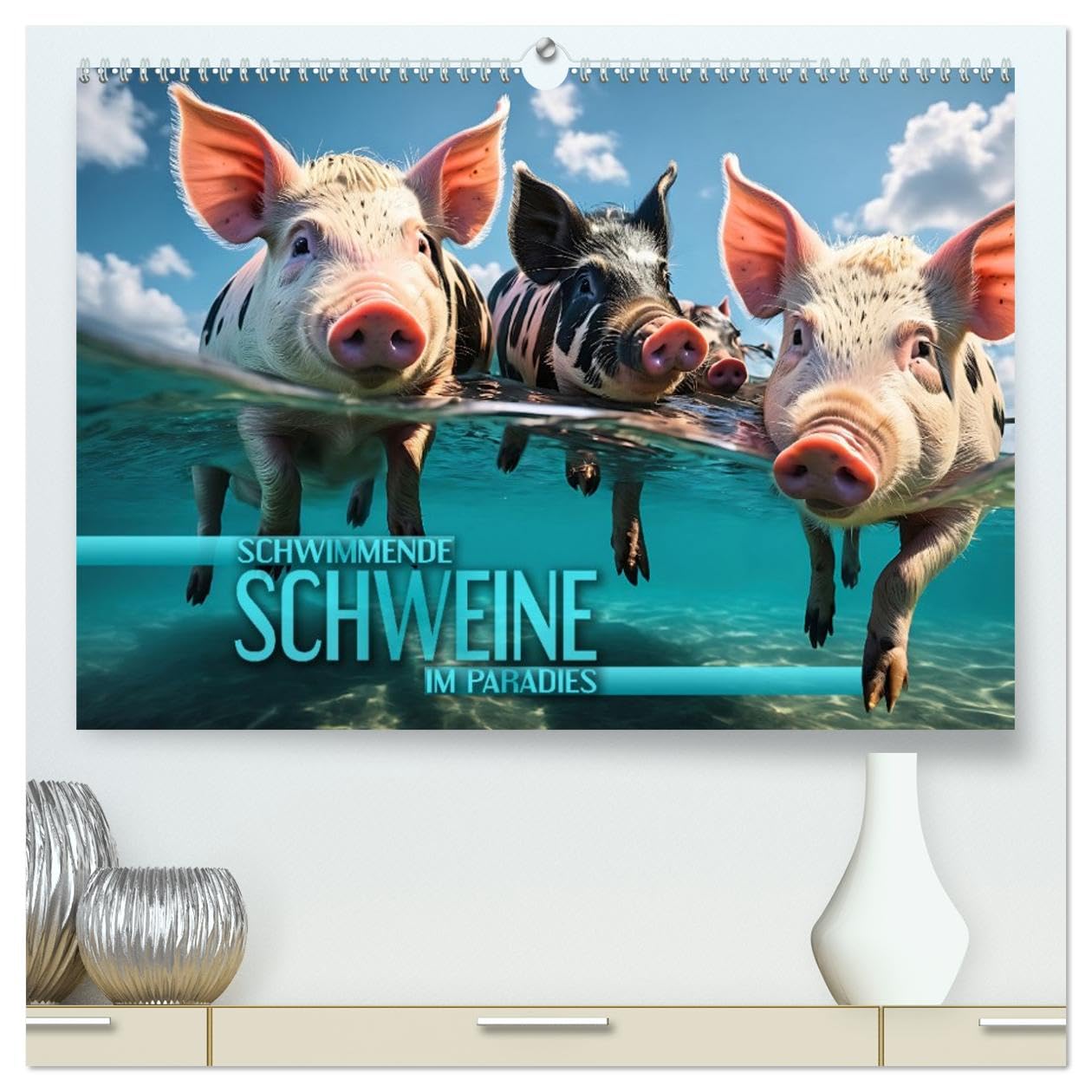 Schwimmende Schweine im Paradies (hochwertiger Premium Wandkalender 2026 DIN A2 quer), Kunstdruck in Hochglanz Film, Art & Culture