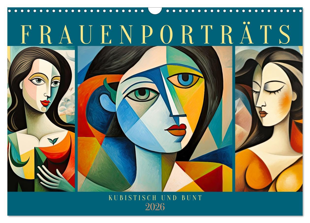 Frauenporträts, kubistisch und bunt (Wandkalender 2026 DIN A3 quer), CALVENDO Monatskalender Social Sciences