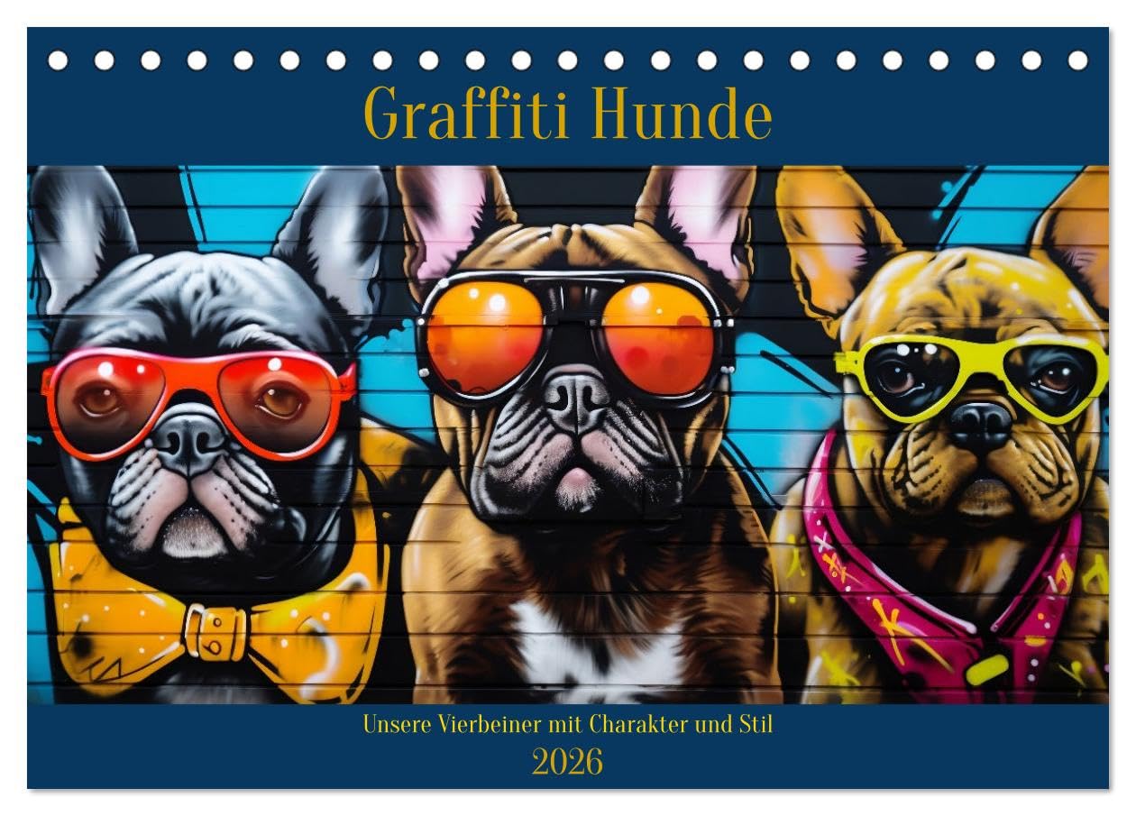 Graffiti Hunde (Tischkalender 2026 DIN A5 quer), CALVENDO Monatskalender Hobbies & Crafts