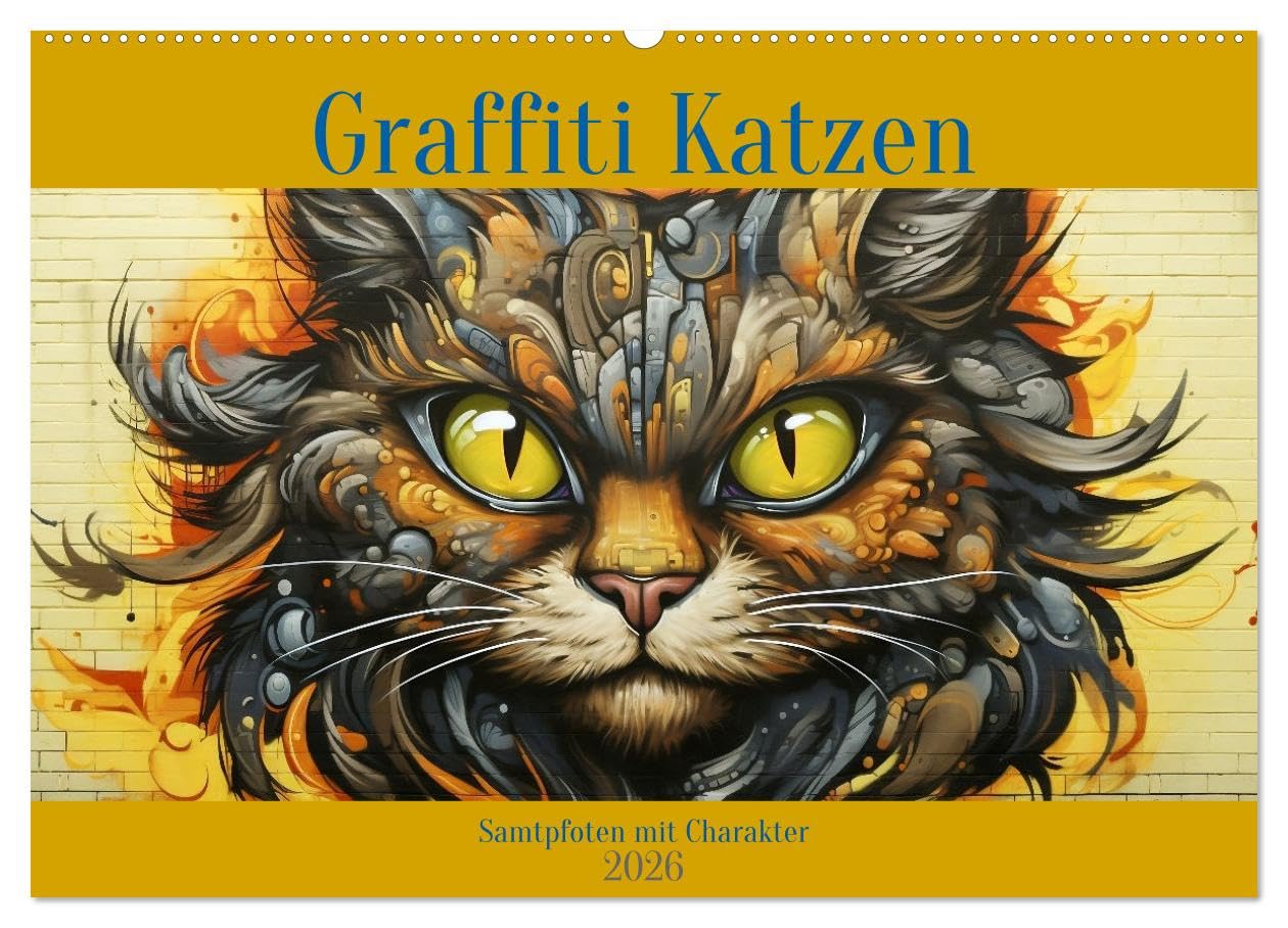 Graffiti Katzen (Wandkalender 2026 DIN A2 quer), CALVENDO Monatskalender Hobbies & Crafts