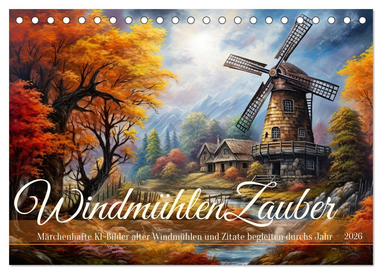 Windmühlenzauber (Tischkalender 2026 DIN A5 quer), CALVENDO Monatskalender Social Sciences