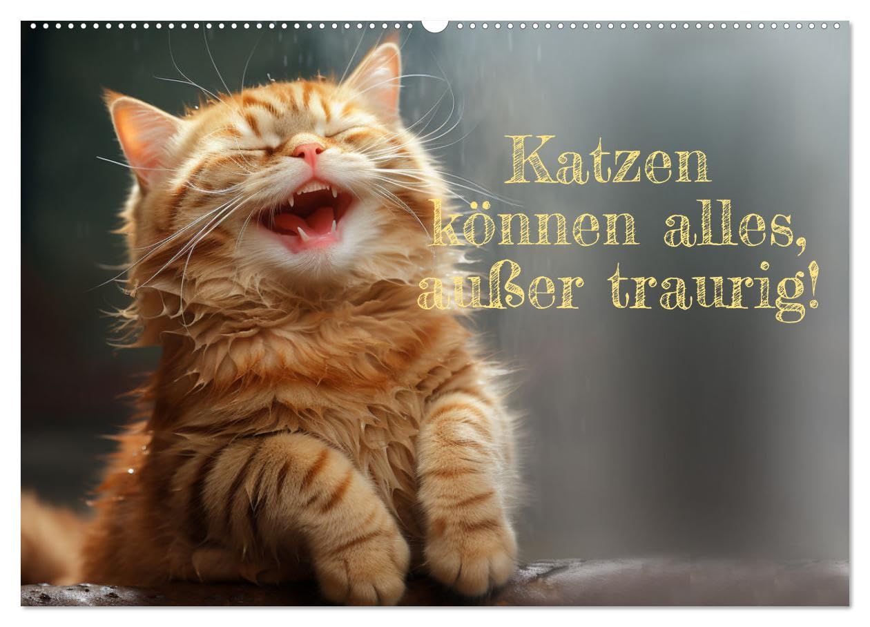 Katzen können alles, außer traurig. (Wandkalender 2026 DIN A2 quer), CALVENDO Monatskalender Natural Sciences