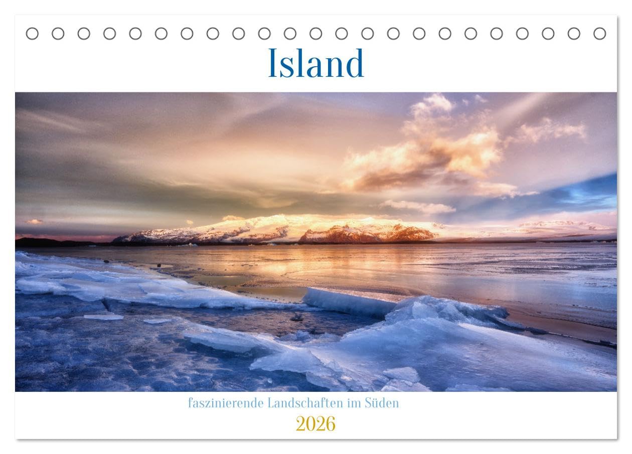Island - faszinierende Landschaften im Süden (Tischkalender 2026 DIN A5 quer), CALVENDO Monatskalender Leisure, Home & Garden