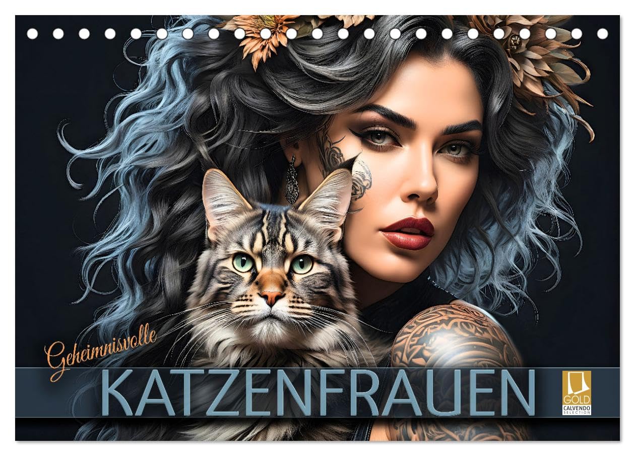 Geheimnisvolle Katzenfrauen (Tischkalender 2026 DIN A5 quer), CALVENDO Monatskalender Film, Art & Culture