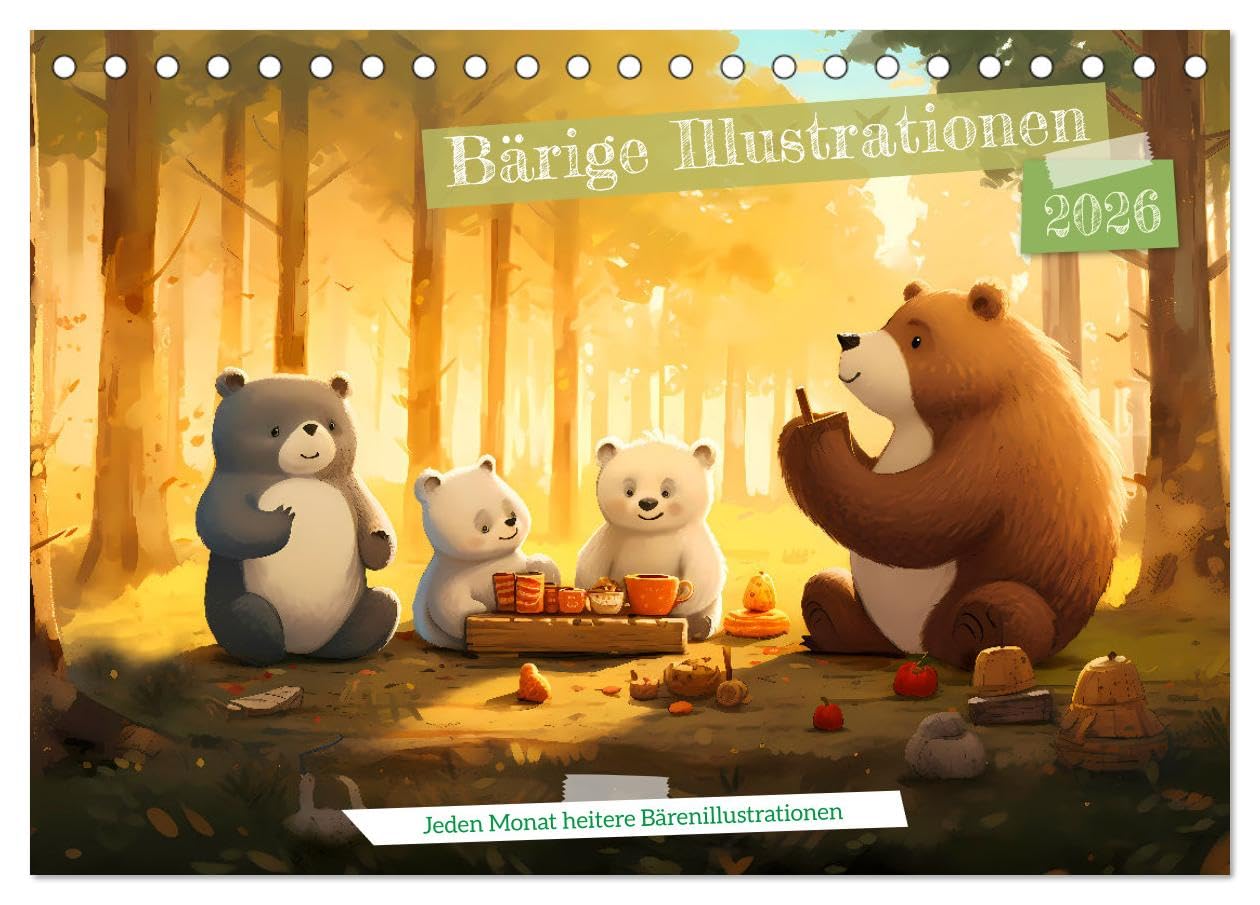 Bärige Illustrationen (Tischkalender 2026 DIN A5 quer), CALVENDO Monatskalender Contemporary literature