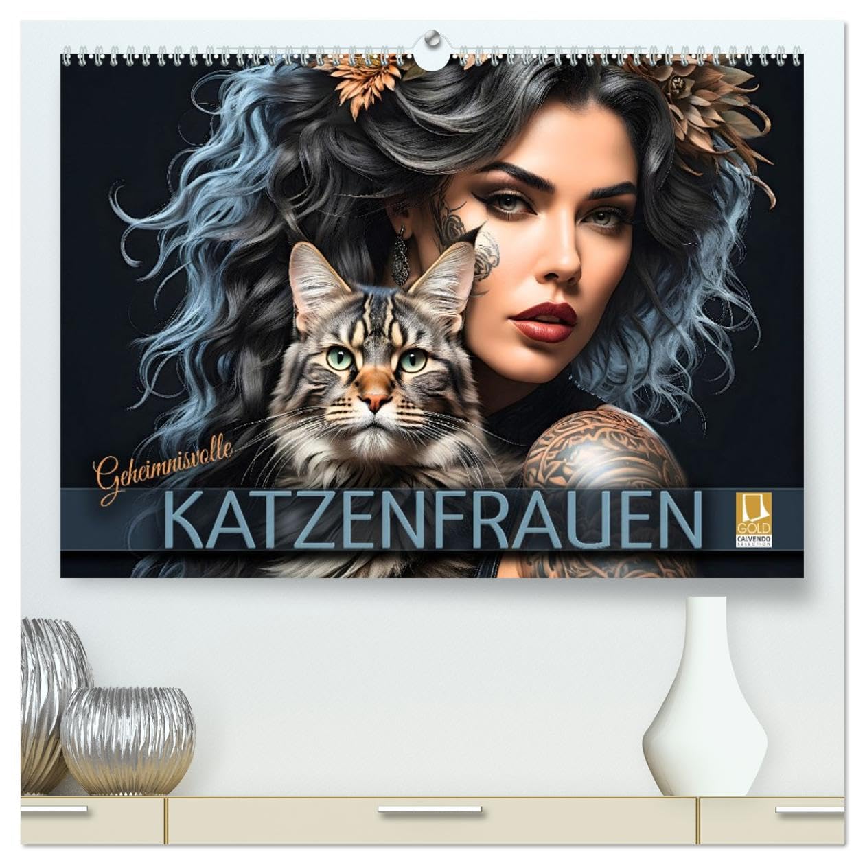 Geheimnisvolle Katzenfrauen (hochwertiger Premium Wandkalender 2026 DIN A2 quer), Kunstdruck in Hochglanz Film, Art & Culture