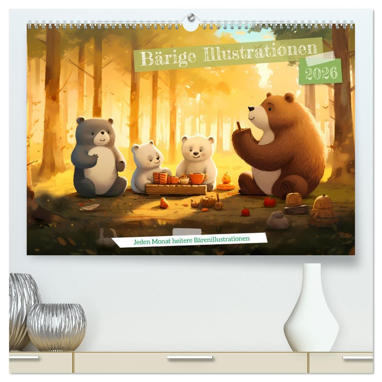 Bärige Illustrationen (hochwertiger Premium Wandkalender 2026 DIN A2 quer), Kunstdruck in Hochglanz Contemporary literature