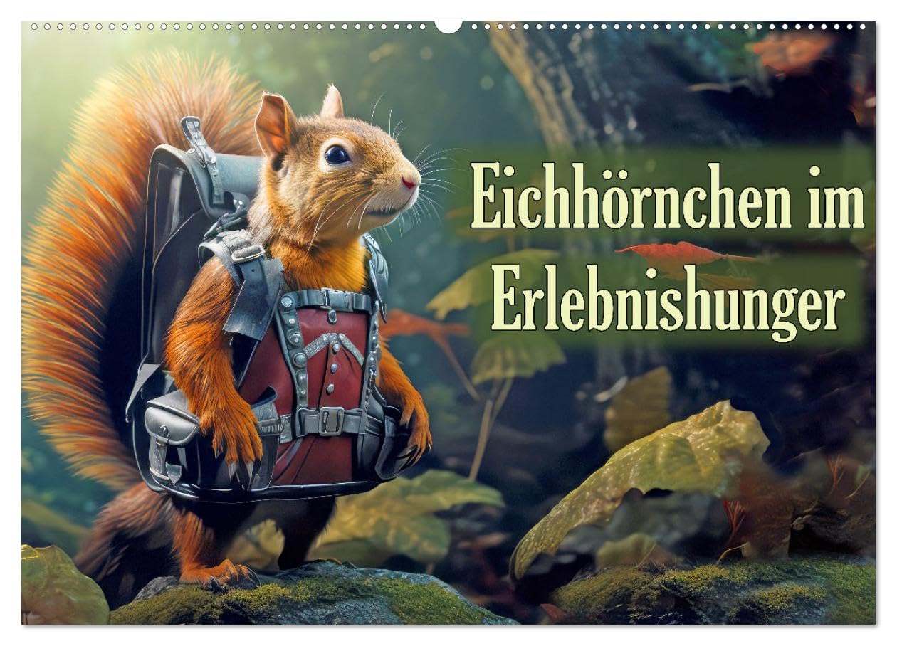 Eichhörnchen im Erlebnishunger (Wandkalender 2026 DIN A2 quer), CALVENDO Monatskalender Natural Sciences