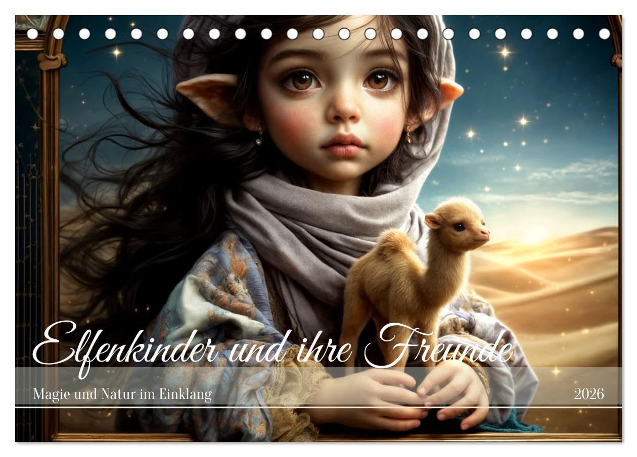 Elfenkinder und ihre Freunde - Magie und Natur im Einklang (Tischkalender 2026 DIN A5 quer), CALVENDO Monatskalender Leisure, Home & Garden
