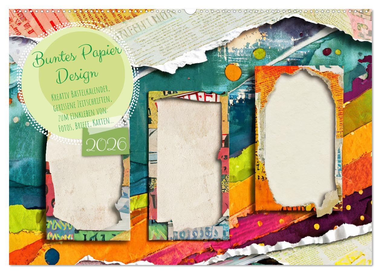 Buntes Papier Design (Wandkalender 2026 DIN A2 quer), CALVENDO Monatskalender Leisure, Home & Garden