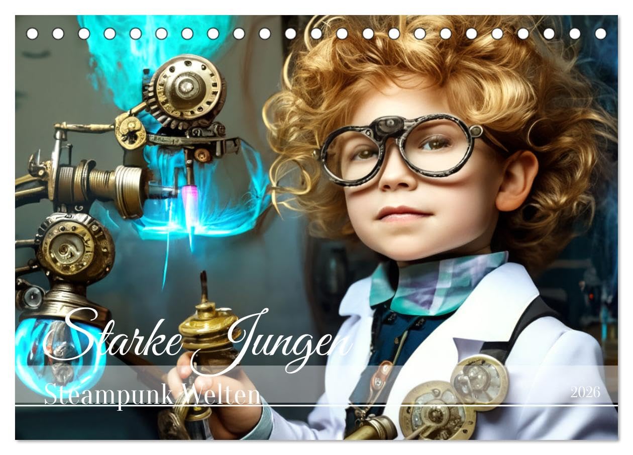 Starke Jungen - Steampunk Welten (Tischkalender 2026 DIN A5 quer), CALVENDO Monatskalender Business & Technology