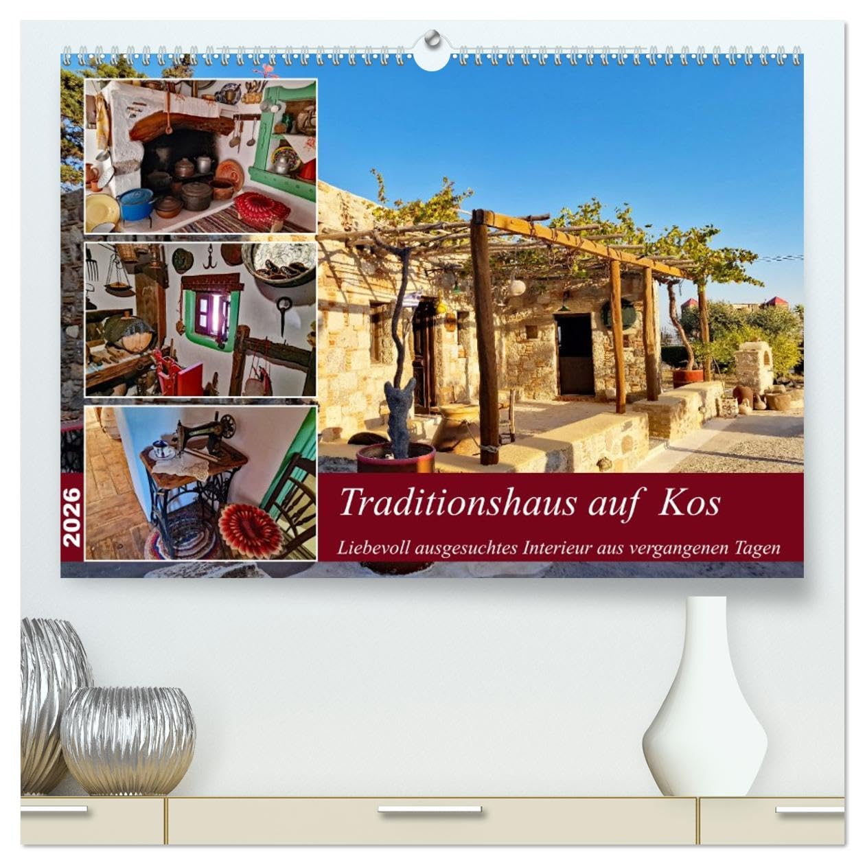 Traditionshaus auf Kos (hochwertiger Premium Wandkalender 2026 DIN A2 quer), Kunstdruck in Hochglanz Business & Technology