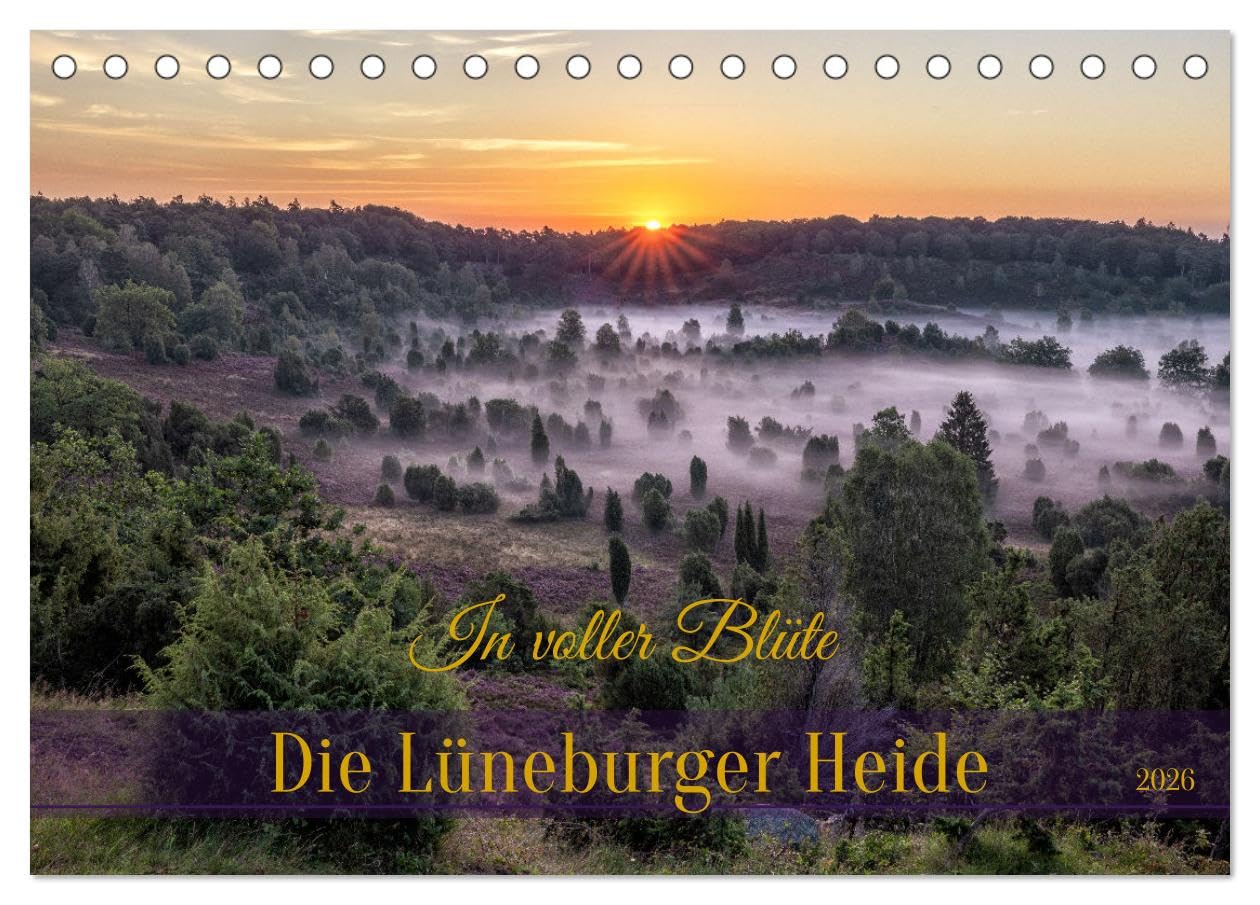 Die Lüneburger Heide - In voller Blüte (Tischkalender 2026 DIN A5 quer), CALVENDO Monatskalender Leisure, Home & Garden