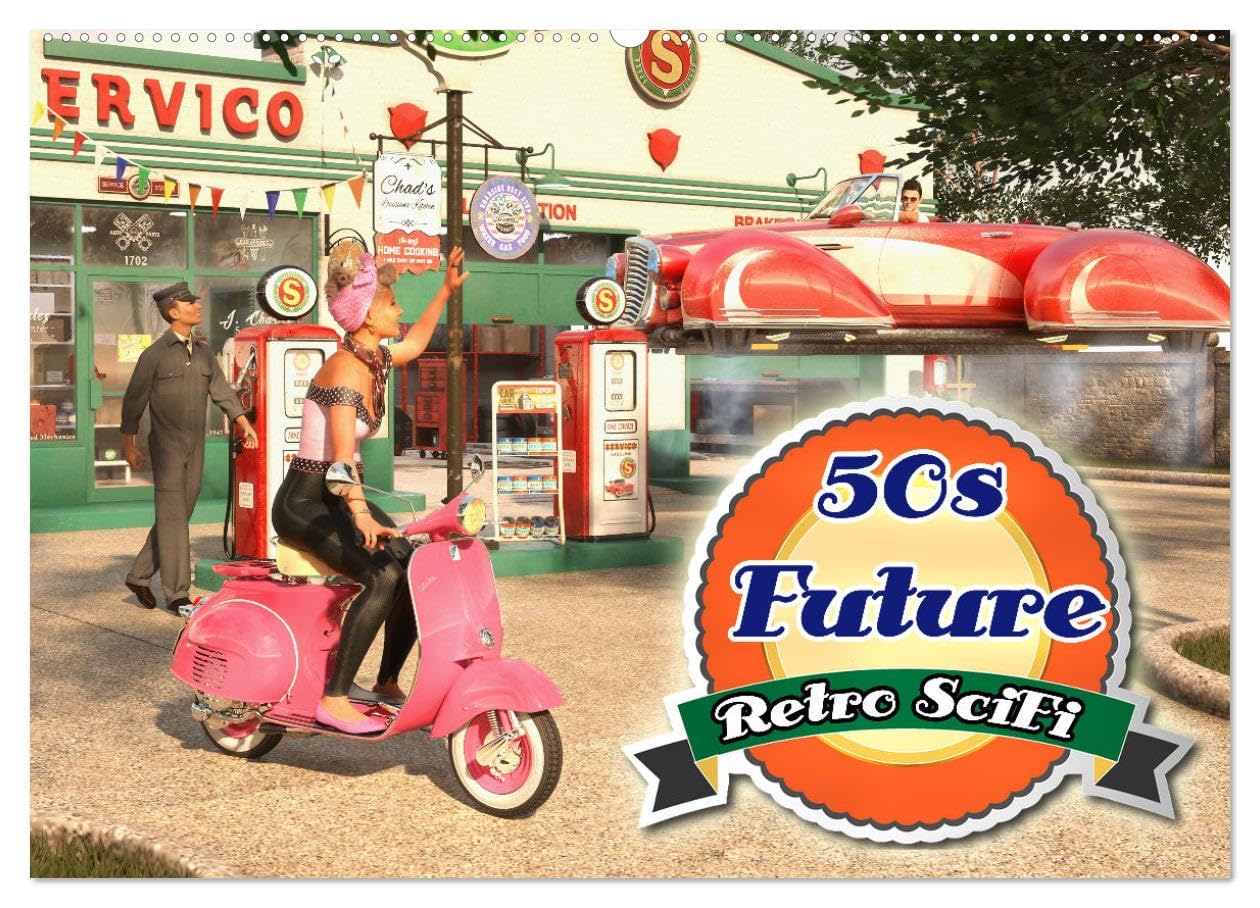 50s Future - Retro SciFi (Wandkalender 2026 DIN A2 quer), CALVENDO Monatskalender Books