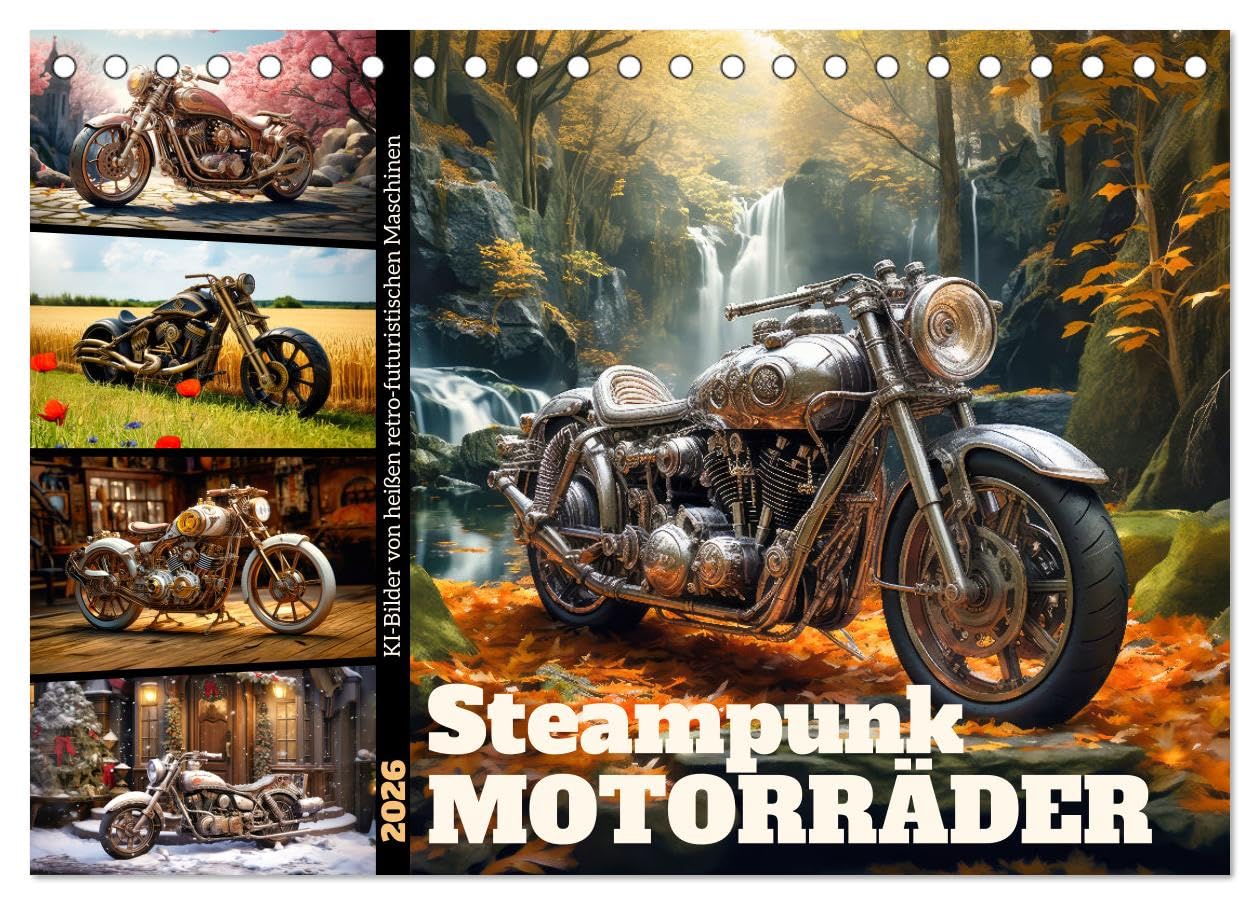 Steampunk Motorräder (Tischkalender 2026 DIN A5 quer), CALVENDO Monatskalender Business & Technology